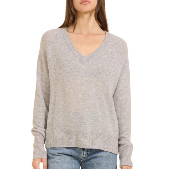 Club Monaco • Italian Cashmere V-Neck Sweater in Grey - Picture 1 of 6